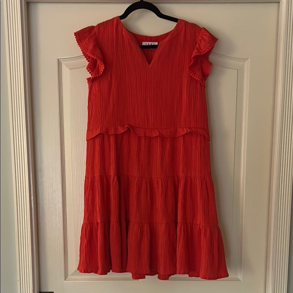 THML Red Casual Dress with Ruffle Details